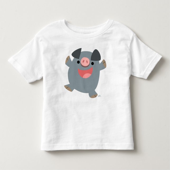 Camiseta Infantil Bouncy Cartoon Pig infantis T-shirt (Frente)