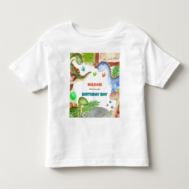 Camiseta Infantil Boy Dinosaur 3rd Birthday Invitation (Frente)