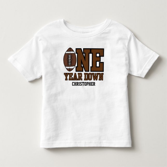 Camiseta Infantil Boys Football First Year Down 1st Birthday Party (Frente)