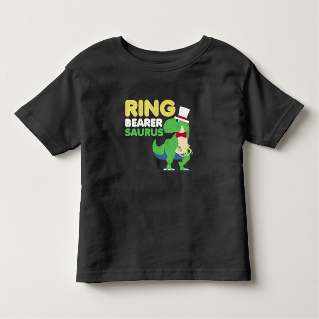 Camiseta Infantil Boys Ring Bearer Dinossaur Rex Festa de casamento (Frente)