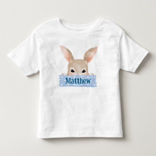 Camiseta Infantil Boys Watercolor Blue Easter Bunny (Frente)
