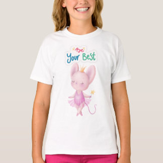 Camiseta Infantil Branca de Bailarina Ratona Fofa