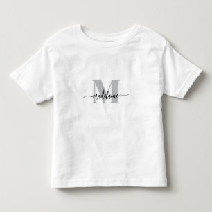 Camiseta Infantil Branco Elegante Monograma Preto