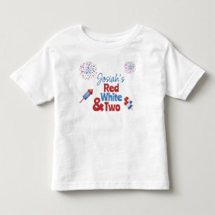 Camiseta Infantil Branco vermelho e duas Festas de aniversário