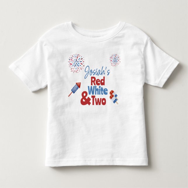 Camiseta Infantil Branco vermelho e duas Festas de aniversário (Frente)