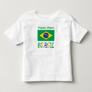 Camiseta Infantil Brasil Bandeira Brasil Nome Personalizado