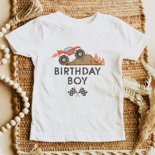 Camiseta Infantil BRODI Caminhão Monstro Vermelho Aniversariante
