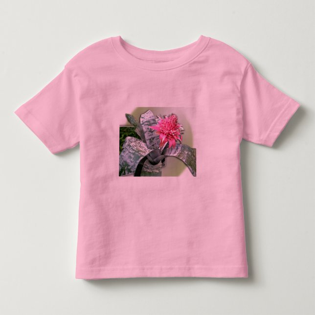 Camiseta Infantil Bromélia Flores Rosa (Frente)