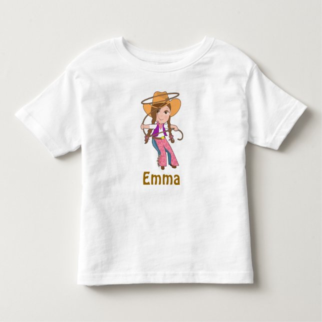 Camiseta Infantil Brunette Cowgirl Shirt com nome (Frente)