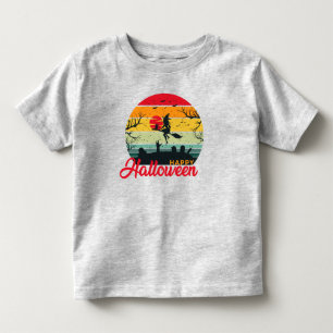 Camiseta Infantil Bruxa Assustadora Voa na Vassoura Feliz Dia das Br