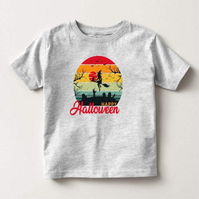 Camiseta Infantil Bruxa Assustadora Voa na Vassoura Feliz Dia das Br (Frente)