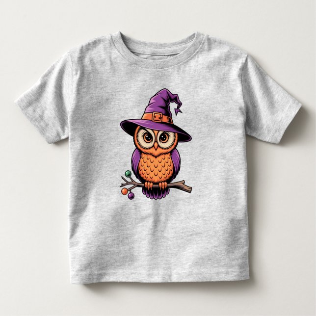 Camiseta Infantil Bruxa de Coruja Whimsical (Frente)