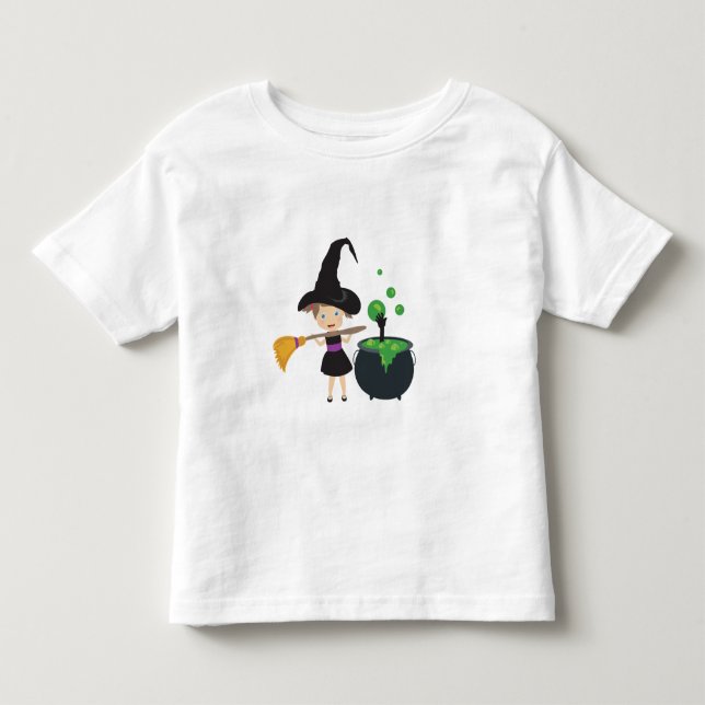 Camiseta Infantil Bruxa de Halloween Fofa (Frente)