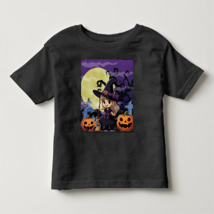 Camiseta Infantil Bruxa do Halloween do Anime Bonito