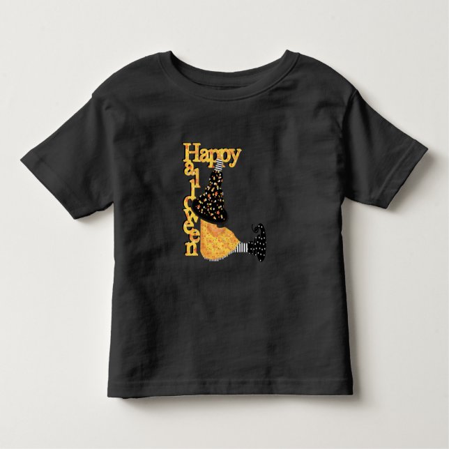 Camiseta Infantil Bruxa Feliz de Halloween (Frente)