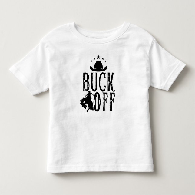 Camiseta Infantil Buck Off Western Themed Cowboy Rodeo (Frente)