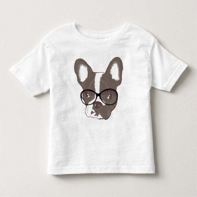 Camiseta Infantil Buldogue francês à moda (Frente)