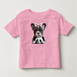 Camiseta Infantil Buldogue francês com Arco rosa