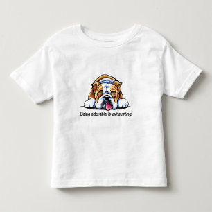 Camiseta Infantil Buldogue inglês que é Fora-Trela adorável Art