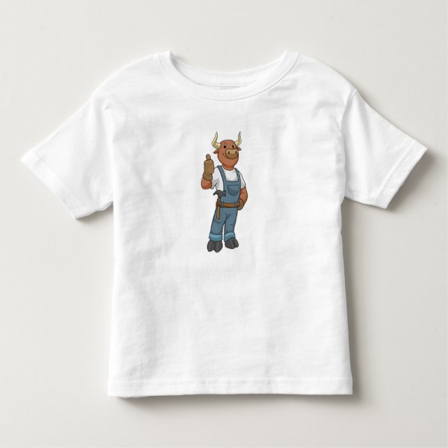 Camiseta Infantil Bull como Handyman com Hammer (Frente)