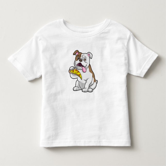 Camiseta Infantil Bulldog com pizza (Frente)