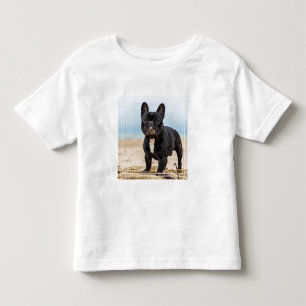 Camiseta Infantil Bulldog Francês Brincando na Areia