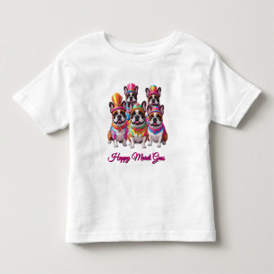 Camiseta Infantil Bulldogue Francês Mardi Gras French Bulldog