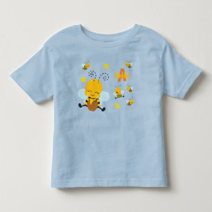 Camiseta Infantil Bumble Feliz e Bonito com Flores Azul