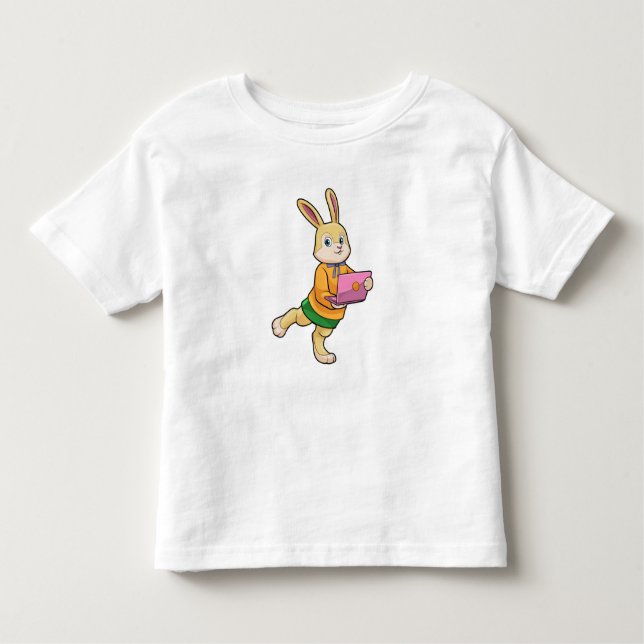 Camiseta Infantil Bunny como Secretário com Laptop (Frente)