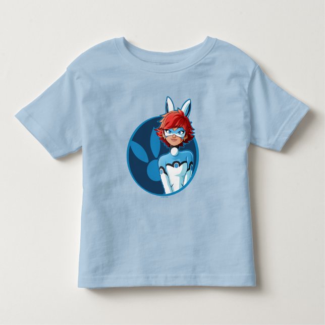 Camiseta Infantil Bunnyx Distintivo Azul (Frente)
