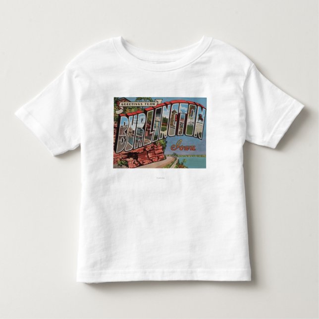 Camiseta Infantil Burlington, Iowa - grandes cenas da letra (Frente)