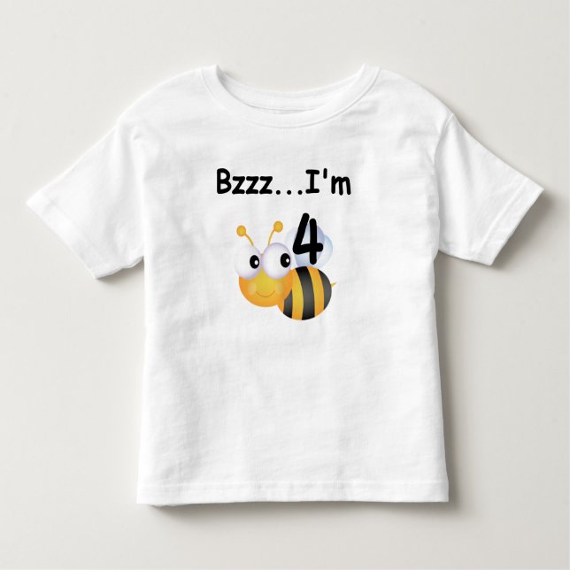 Camiseta Infantil Buzz Bumblebee 4º Aniversário T-shirts e presentes (Frente)