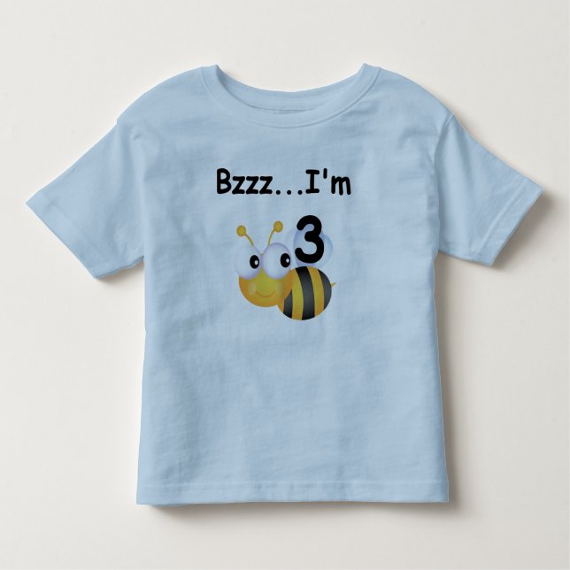 Camiseta Infantil Buzz Bumblebee aniversário de 3 anos T-shirts e pr (Frente)