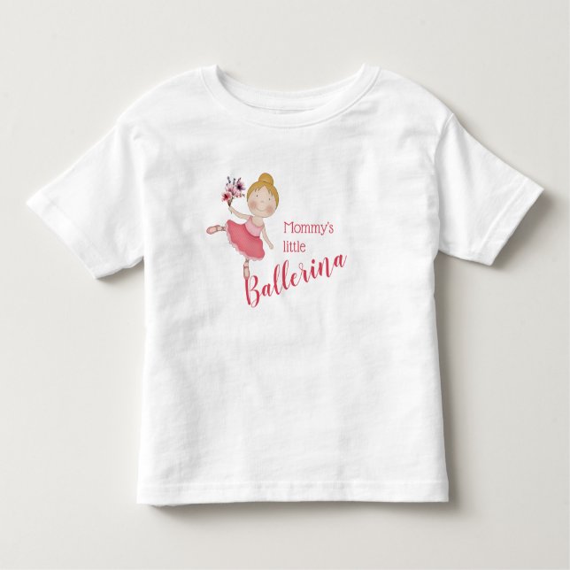 Camiseta Infantil Cabelo loiro da Pequena Ballerina mamãe (Frente)