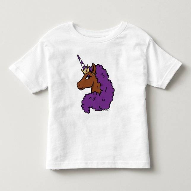 Camiseta Infantil Cabra Unicórnio Afro Roxo (Frente)