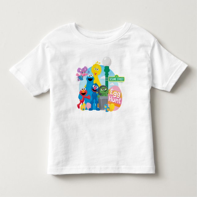 Camiseta Infantil Caça ao Ovo da Páscoa na Rua Sésame (Frente)