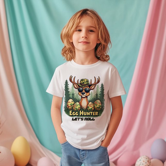 Camiseta Infantil Caçador de Ovos de Páscoa Vamos Rolar Camuflagem V (Criador carregado)