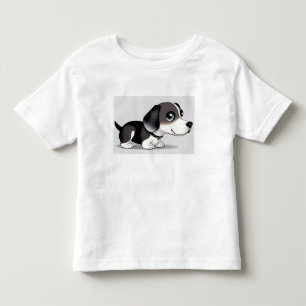 Camiseta Infantil Cachorrinho de Desenho Animado Adorável Com Olhos