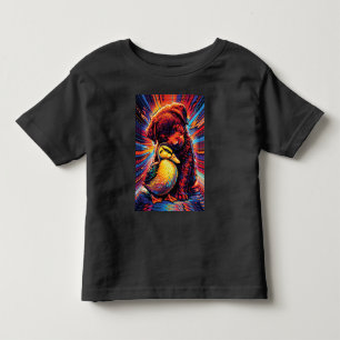 Camiseta Infantil Cachorrinho Fofo e Patinho Abraço Pop Art