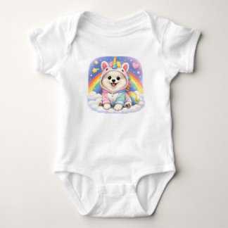 Camiseta Infantil Cachorrinho Unicórnio Arco-Íris 