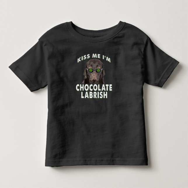 Camiseta Infantil Cachorro | Beije-me Sou Chocolate Labrish (Frente)