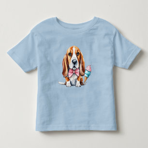Camiseta Infantil Cachorro bonito comendo sorvete
