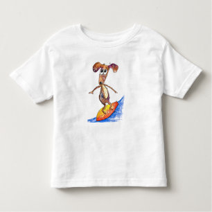 Camiseta Infantil Cachorro branco na prancha