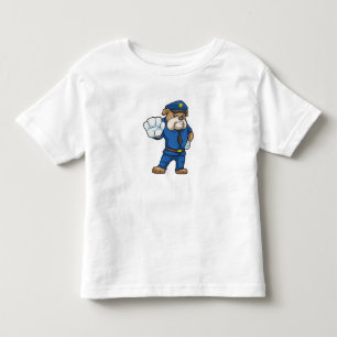 Camiseta Infantil Cachorro como agente da polícia com uniforme