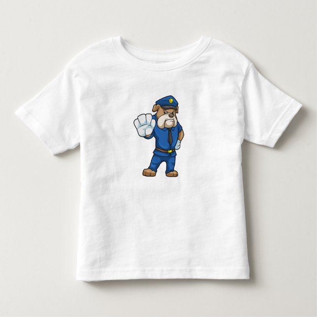 Camiseta Infantil Cachorro como agente da polícia com uniforme (Frente)