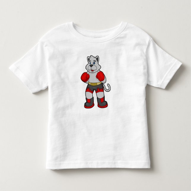 Camiseta Infantil Cachorro como boxeiro com luvas in a box (Frente)