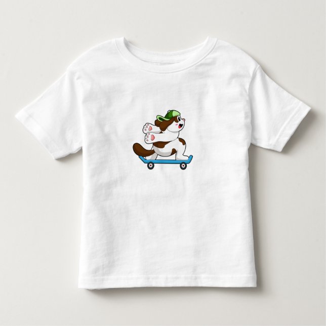 Camiseta Infantil Cachorro como skater com skate (Frente)
