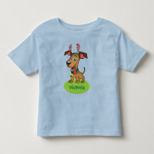 Camiseta Infantil Cachorro de Natal com o nome da criança Toddler