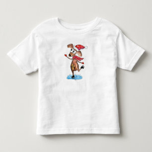 Camiseta Infantil Cachorro de Natal Whimsso em Skates de gelo