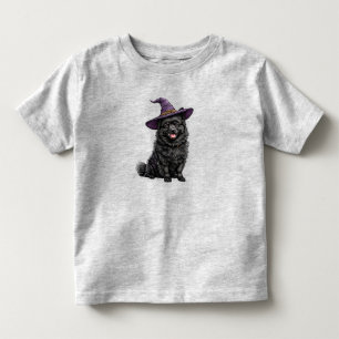 Camiseta Infantil Cachorro Fofo Usando um Chapéu de Feiticeiro de Ha